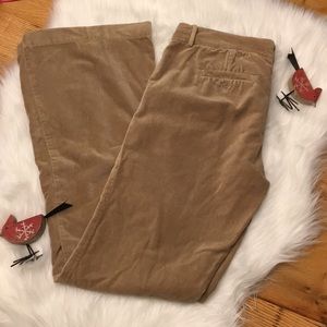 Beige J. Crew Low Fit velvet pants